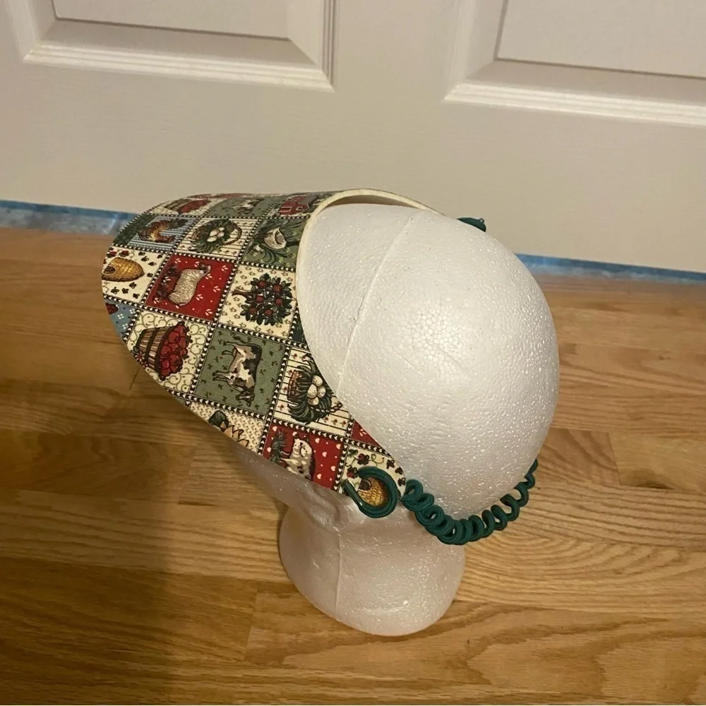 Vintage Chicken Gardening Visor Farming Honey Bee Cow Apples Sheep Barn - Picture 5 of 6